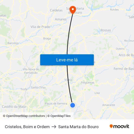 Cristelos, Boim e Ordem to Santa Marta do Bouro map