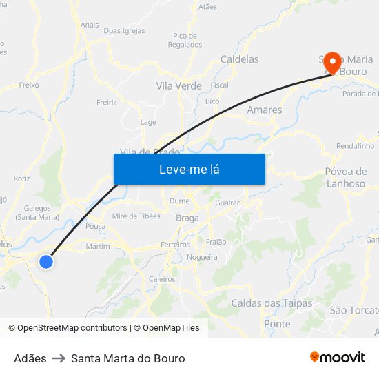 Adães to Santa Marta do Bouro map