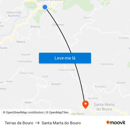 Terras de Bouro to Santa Marta do Bouro map