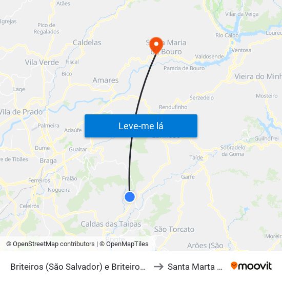 Briteiros (São Salvador) e Briteiros (Santa Leocádia) to Santa Marta do Bouro map