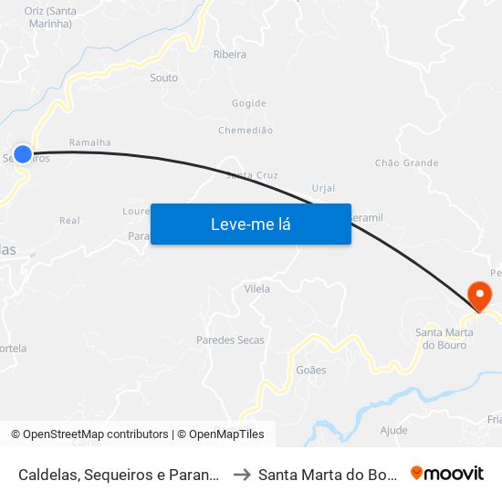 Caldelas, Sequeiros e Paranhos to Santa Marta do Bouro map