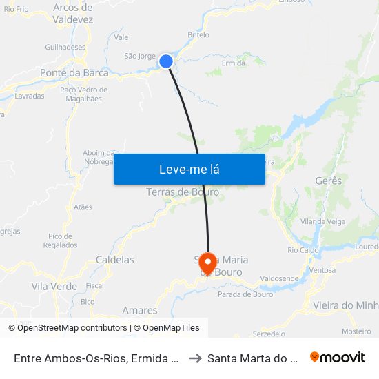 Entre Ambos-Os-Rios, Ermida e Germil to Santa Marta do Bouro map