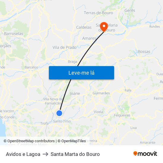 Avidos e Lagoa to Santa Marta do Bouro map