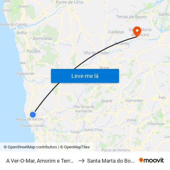 A Ver-O-Mar, Amorim e Terroso to Santa Marta do Bouro map