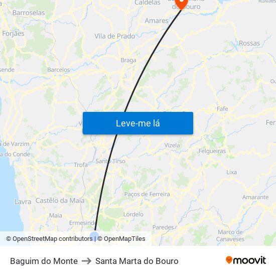 Baguim do Monte to Santa Marta do Bouro map