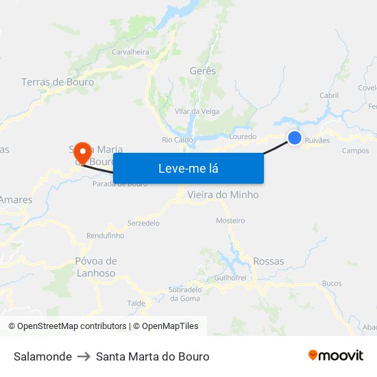 Salamonde to Santa Marta do Bouro map