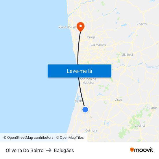 Oliveira Do Bairro to Balugães map