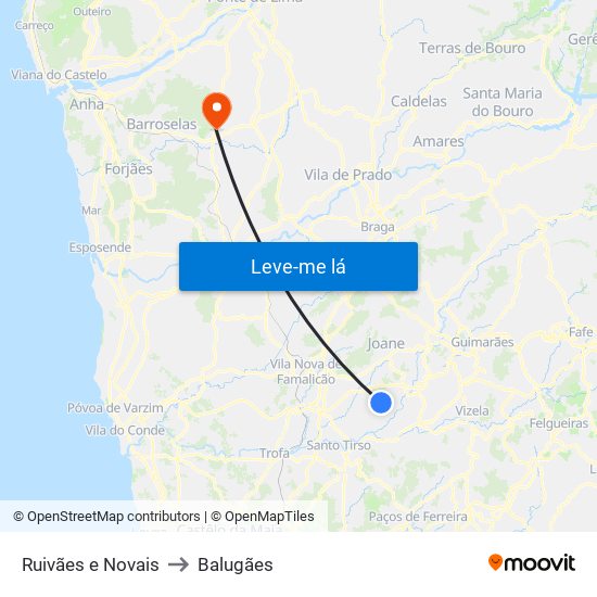 Ruivães e Novais to Balugães map