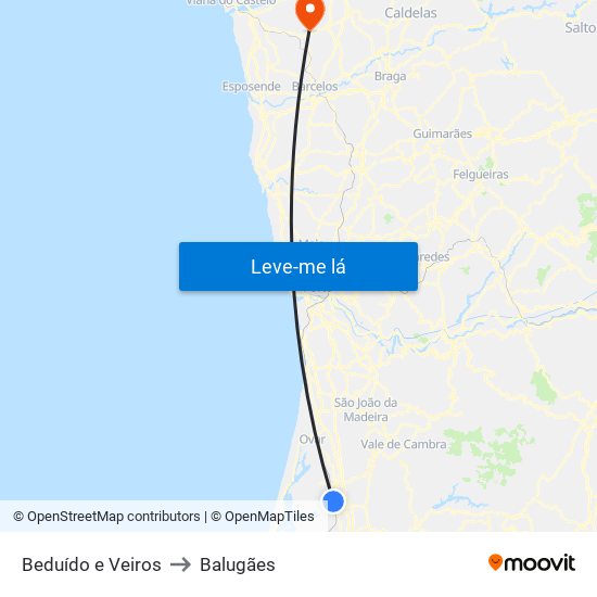 Beduído e Veiros to Balugães map