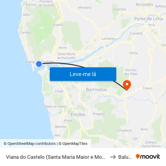 Viana do Castelo (Santa Maria Maior e Monserrate) e Meadela to Balugães map