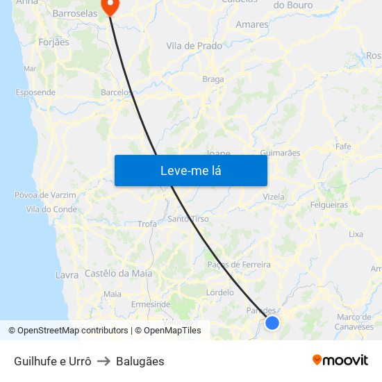 Guilhufe e Urrô to Balugães map