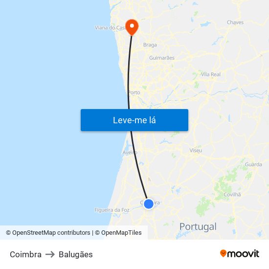 Coimbra to Balugães map