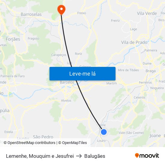 Lemenhe, Mouquim e Jesufrei to Balugães map