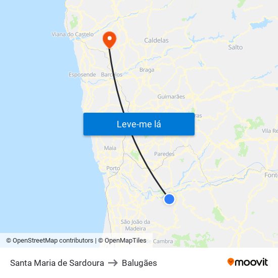 Santa Maria de Sardoura to Balugães map