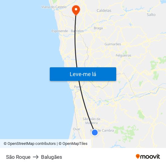 São Roque to Balugães map