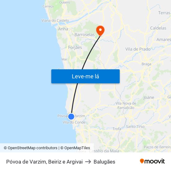 Póvoa de Varzim, Beiriz e Argivai to Balugães map