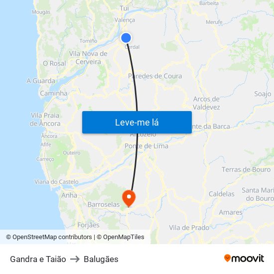 Gandra e Taião to Balugães map