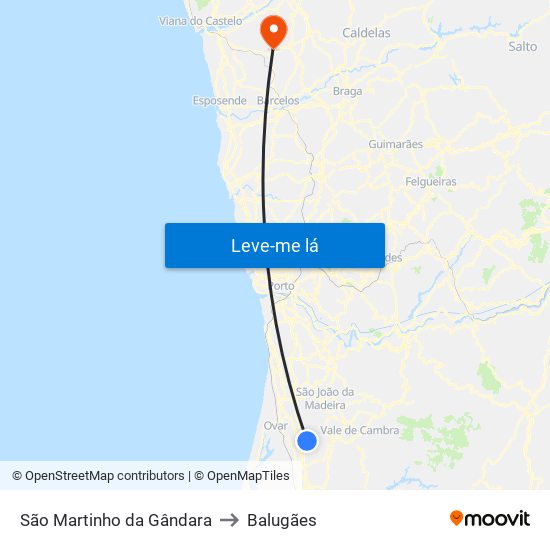 São Martinho da Gândara to Balugães map