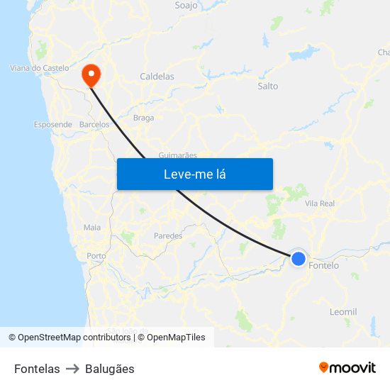 Fontelas to Balugães map