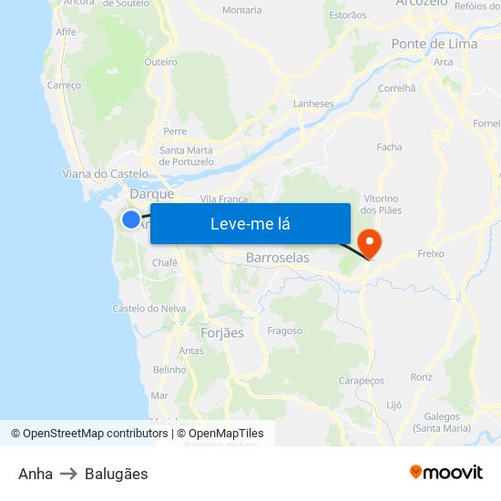 Anha to Balugães map