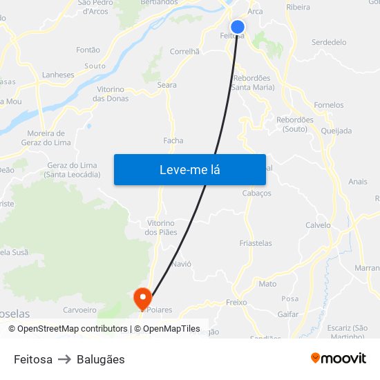 Feitosa to Balugães map