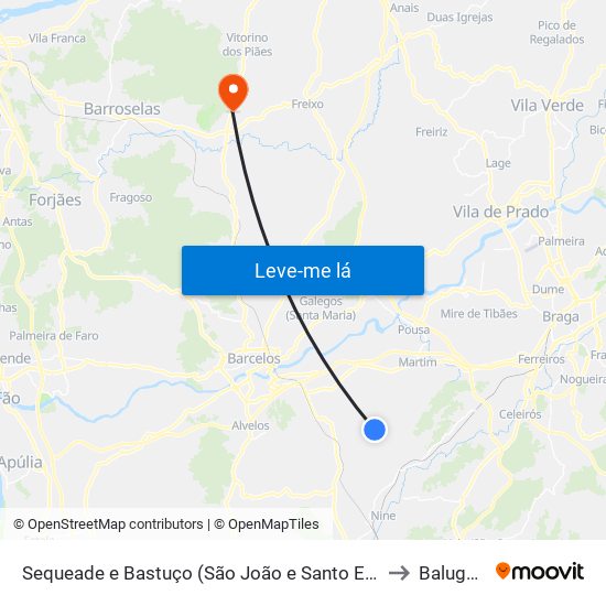 Sequeade e Bastuço (São João e Santo Estêvão) to Balugães map