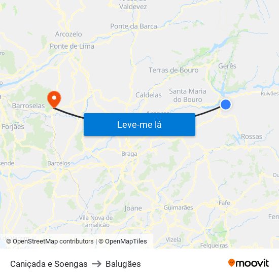 Caniçada e Soengas to Balugães map