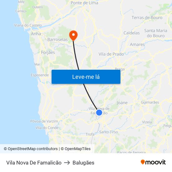 Vila Nova De Famalicão to Balugães map