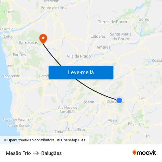 Mesão Frio to Balugães map