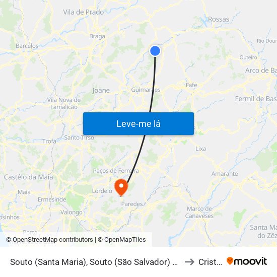 Souto (Santa Maria), Souto (São Salvador) e Gondomar to Cristelo map