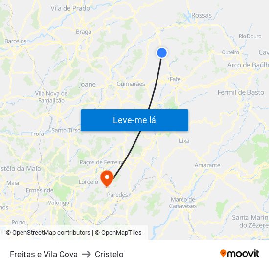 Freitas e Vila Cova to Cristelo map