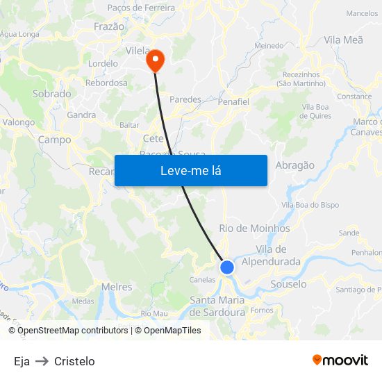 Eja to Cristelo map