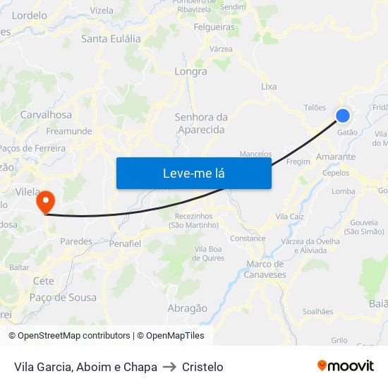 Vila Garcia, Aboim e Chapa to Cristelo map