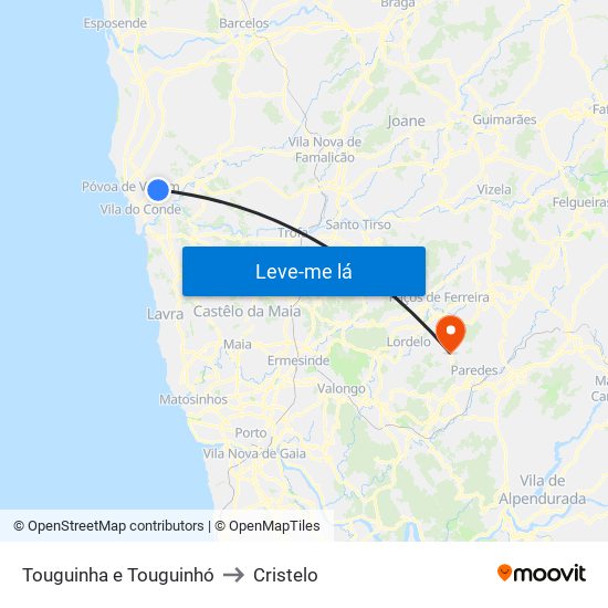 Touguinha e Touguinhó to Cristelo map