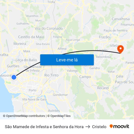 São Mamede de Infesta e Senhora da Hora to Cristelo map