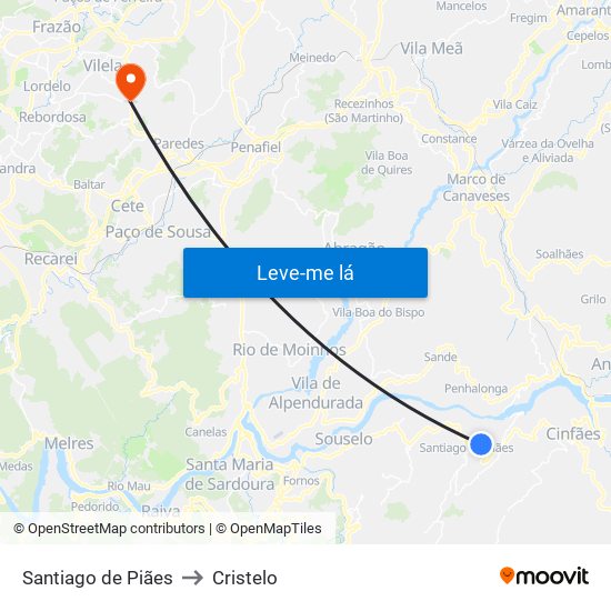 Santiago de Piães to Cristelo map