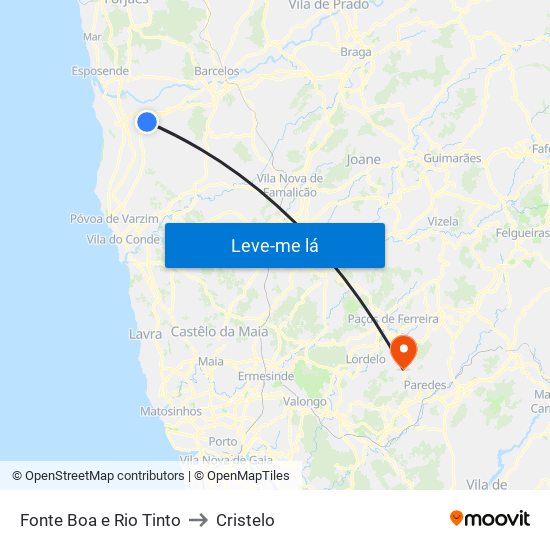 Fonte Boa e Rio Tinto to Cristelo map