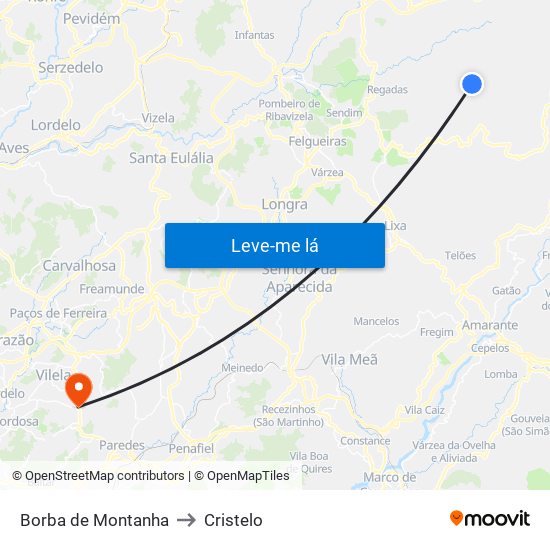 Borba de Montanha to Cristelo map