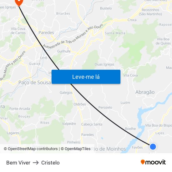 Bem Viver to Cristelo map