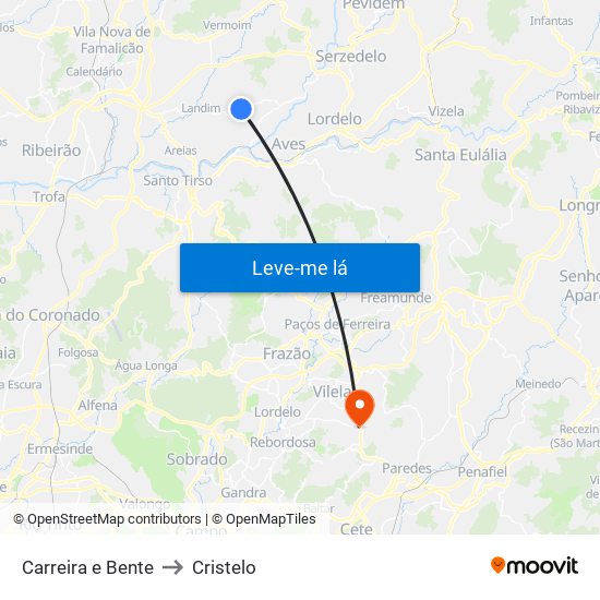 Carreira e Bente to Cristelo map