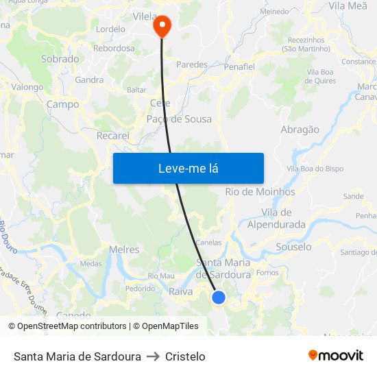 Santa Maria de Sardoura to Cristelo map