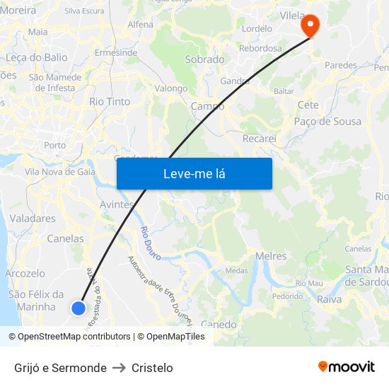 Grijó e Sermonde to Cristelo map