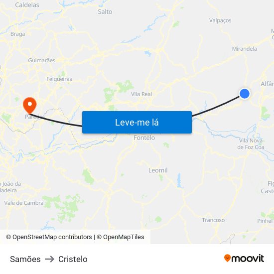 Samões to Cristelo map