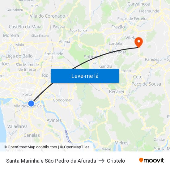 Santa Marinha e São Pedro da Afurada to Cristelo map