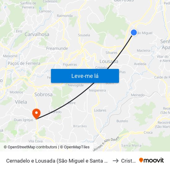 Cernadelo e Lousada (São Miguel e Santa Margarida) to Cristelo map