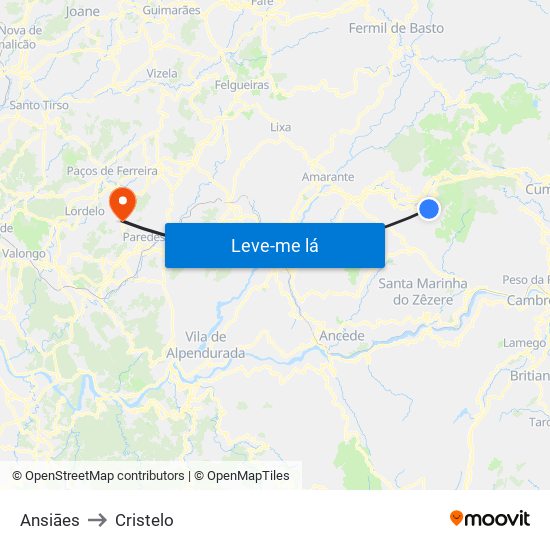 Ansiāes to Cristelo map