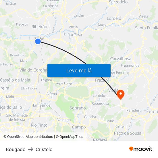 Bougado to Cristelo map