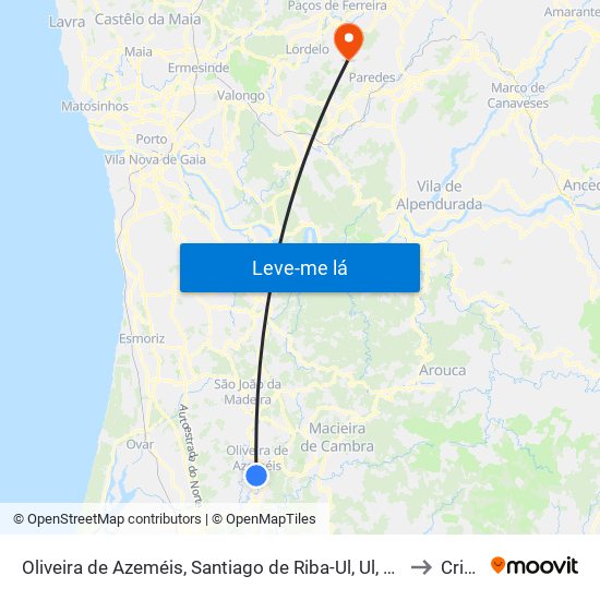 Oliveira de Azeméis, Santiago de Riba-Ul, Ul, Macinhata da Seixa e Madail to Cristelo map