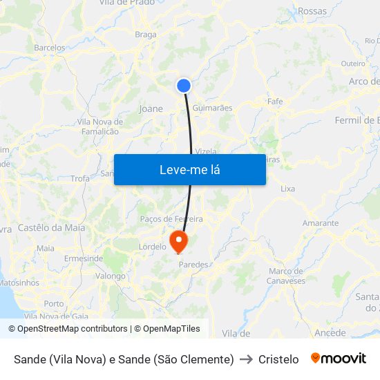 Sande (Vila Nova) e Sande (São Clemente) to Cristelo map