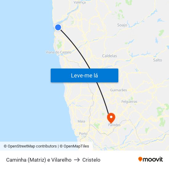 Caminha (Matriz) e Vilarelho to Cristelo map